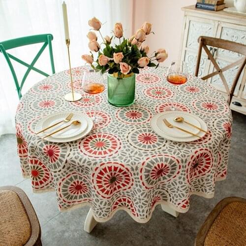 Spring Summer New Product Small Round Coffee Table Cloth Cotton Linen Table Cloth Pastoral Retro Home Large Round Table Cloth