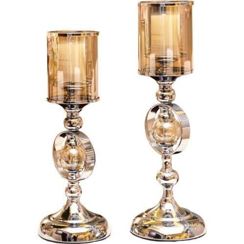 Crystal Glass Rose Gold Candle Holders Tealight Living Room Decoration Table Glass Candle Stand Bougeoir Home Arrangements FC274