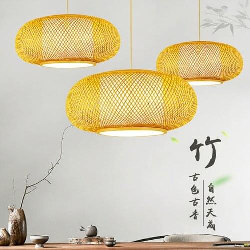 Japan Style handmade bamboo rattan retro chandelier Garden Restaurant coffee bar lounge lighting decorative lights