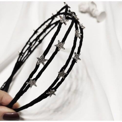 Korea Hair Band Double Star Black Joker Fine Style Pressure Hair Wash Head Band Temperament Joker Hair Band Headwear