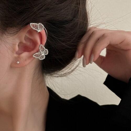 Simplicity Zirconia Butterfly Earrings for Women Trendy Earring Jackets 2021 New Fashion No Pierced Jewelry Delicate Earrings