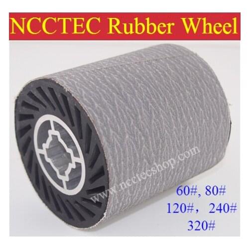 Grit 120 NCCTEC Stainless steel wire drawing RUBBER wheel brush with aluminum core | install 1 pcs of white sand sanding belt