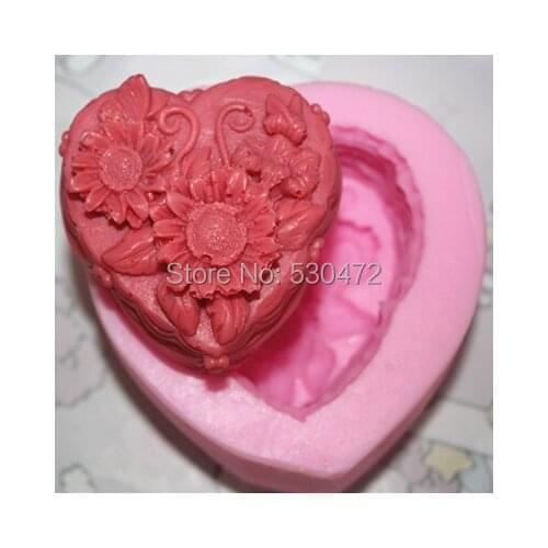 1 pcs love flower clay pottery mould silicone cake mold soap Mold FM