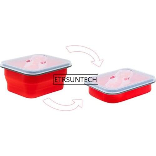 Silicone Folding Lunch Box With Fork In Portable Food Container Collapsible Bowl Lunch Bento Boxes