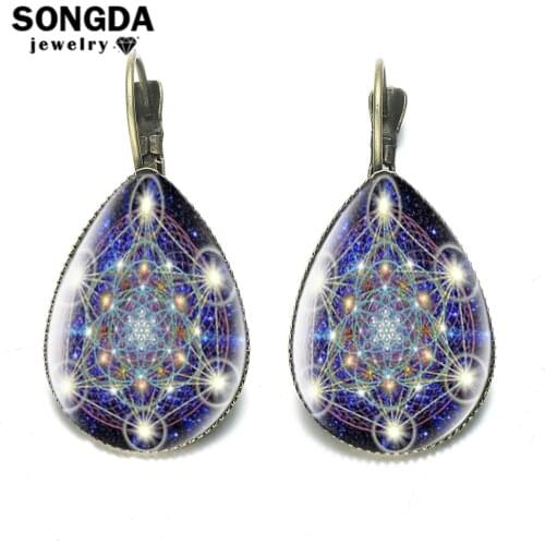 SONGDA Metatron Cube Big Earrings Three-Dimensional Space Earrings Pendants Jewelry Vast Starry Sky Infinite Universe Jewelery