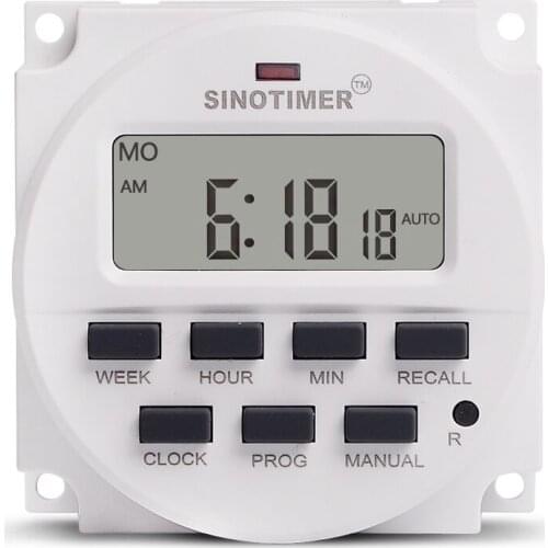 SuperLarge LCD Timer Control12V 24V 110V 220V AC 7 Days Programmable Timer Switch with UL Listed Relay Inside and Panel Mounted
