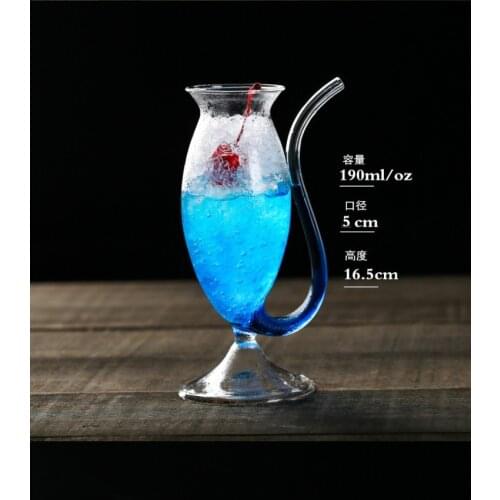 Creative 193ml/300ml/340ml Devil Red Wine Glass Cup Transparent Glassware Mug with Drinking Tube Straw For Home Bar Party