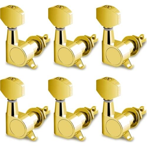 Machine Heads Tuners Tuning Keys 6 In Line for Right Handed Acoustic Guitar or Electric Guitar Gold