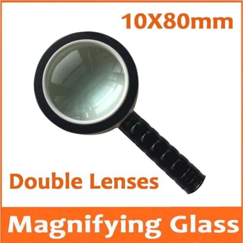 10X 80mm Double Lens Illuminated Educational Gift Reading Magnifier Handheld Magnifying Glass with 12pcs LED Lamps for Old Man
