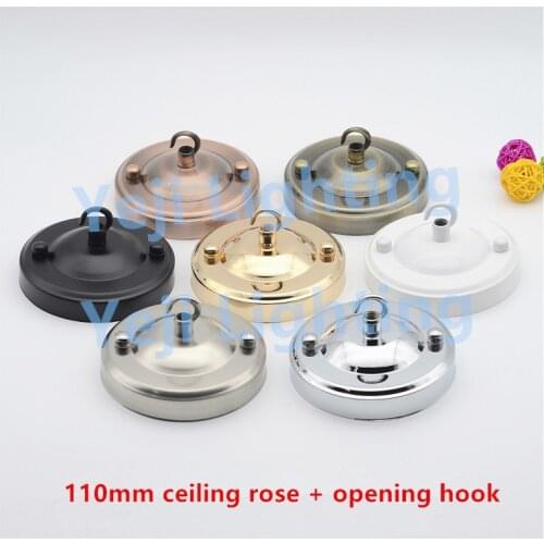 Vintage 110mm Lamp Base with hook Retro Antique Ceiling Rose canopy plate E27 lamp holder led light bulb fittings Chandeliers