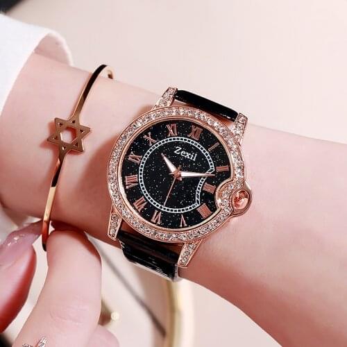 Relogio Feminino Womens Watch Luxury Watches Personality Starry Sky Watches Wristwatch Leather Crystal Rhinestone Ladies Watch