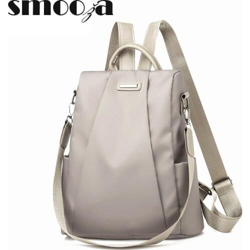 SMOOZA Fashion Laptop Backpack Nylon Charge Computer Backpack Anti-theft Waterproof Bag For Women Oxford Cloth Student Bag