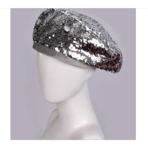 Women Vintage Dance Beret Fashion Sequin Casual Hat Artist Singer Caps Novelty New Ladies Hats