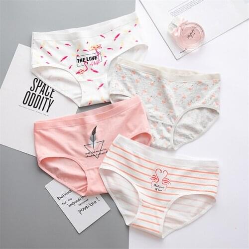Women Underwear Combed cotton Panty Flamingo Panties Lingerie Health Breathable Briefs Female pants UW3