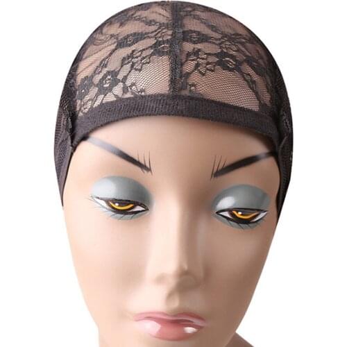 10PCS Black Lace Wig Caps For Making Wigs Hair Net Hair Weaving Stretch Adjustable