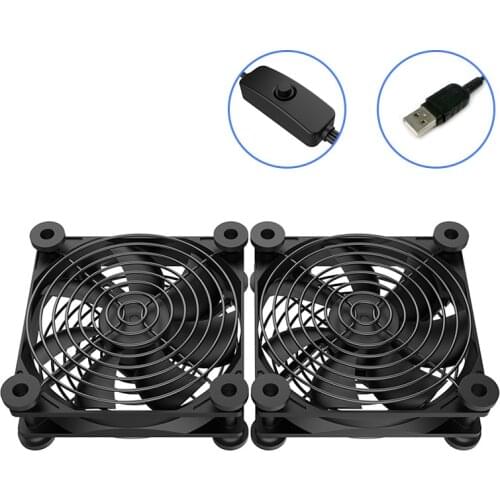 120mm USB Fan Router Radiator With Speed Controller For Cooling of DVR Playstation Xbox Cabinet 120MM*120*25mm*2pcs