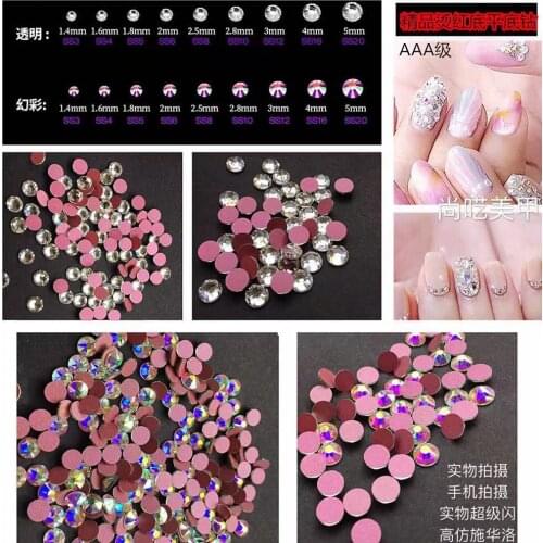 1440pcs Nail Art Rhinestones 6 Size SS3-20 Red Flatback Crystal AB Glass Nail Rhinestones for Nail Art Decoration Stone