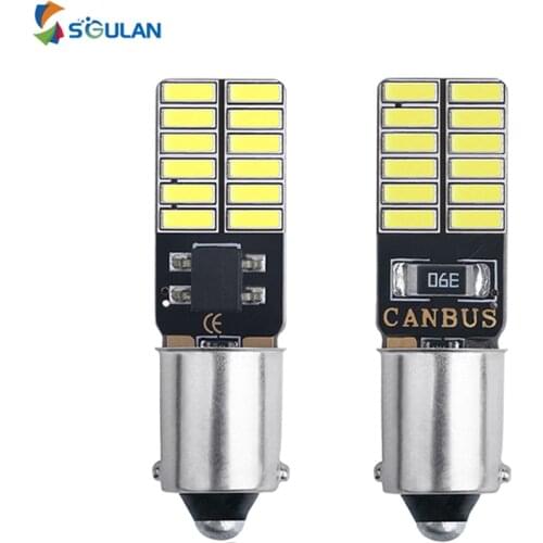 2pc Canbus BA9S T4W LED Car Light Bulb T2W T3W H5W 4014 24smd Car Instrument Lamp License Plate light 12V 12913 12910 White