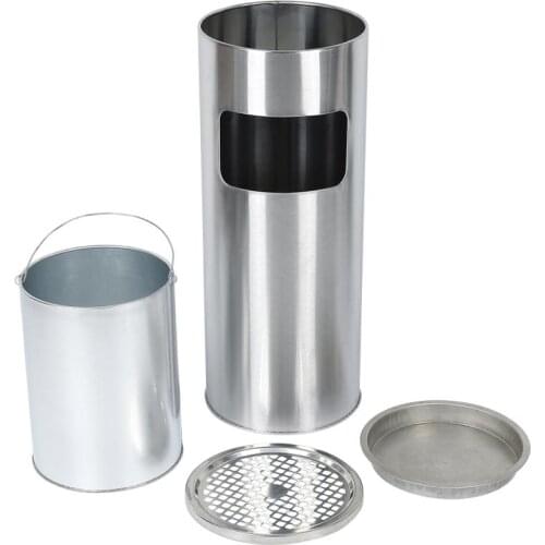 25*25*60cm Vertical Round Stainless Steel & Baking Varnish Hotel Trash Can Baking Varnish Thick Ash Bucket Round Peel Bucket HWC