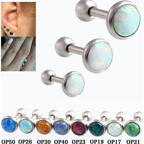 3pcs/Lot (1.2x6x3/4/5mm) Hot Opal Ear Cartilage Piercing 16 Gauge Ball Ear Cartilage Piercing Jewelry Earrings Earrings Stud