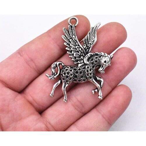 3pcs 71x40mm Antique Silver Plated Horse With Wings Charm Making DIY Handmade Jewelry