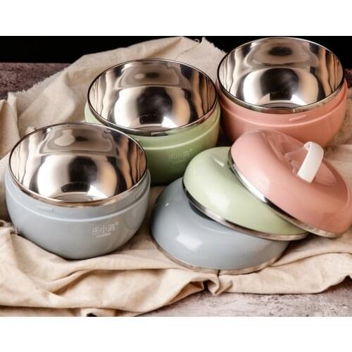 304 Stainless Steel Insulated Lunch Box Bowl with Lid Office Worker Lunch Box Single Primary School Dormitory Tableware Set