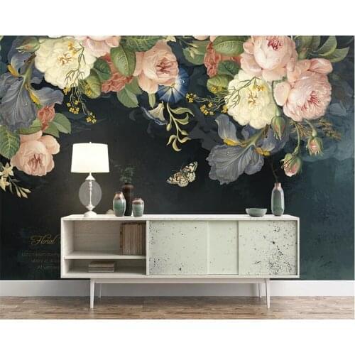 Beibehang 3d wallpaper Fashion Nordic Retro European Oil Painting Rose Flower Sofa TV Background Wall Paper Mural wall paper