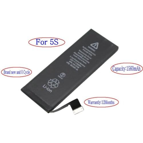 50pcs /lot 1560mAh 0 zero cycle Replacement Li-Polymer Battery For iPhone 5S 5 S Accumulator Batteries