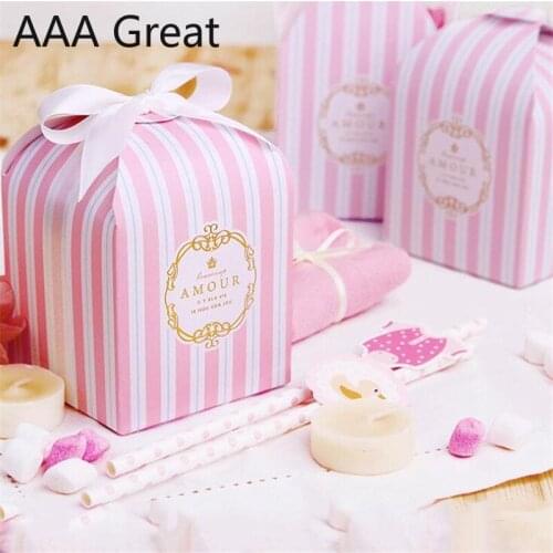 50Pcs/Lot Wedding Favors Candy Boxes Party Paper Gift Box Birthday Christmas Hollywood Decorations Chocolate Baking Cake Present