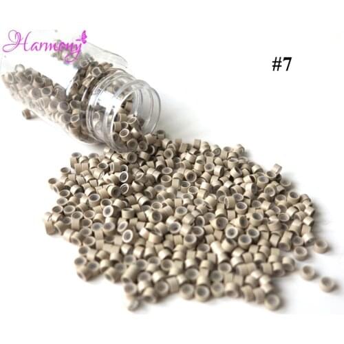 500pcs/lot #7 Light Blonde Color Silicone Lined Microlink Micro Hair Beads for Dreadlocks Feather Human Hair Extensions Hair Too