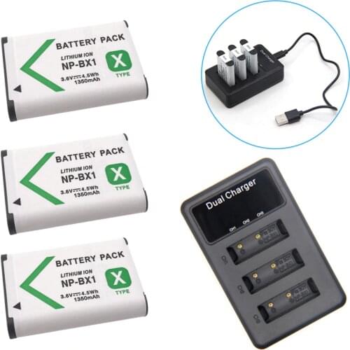 New 1350mAh NP-BX1 NP BX1 Battery for Sony DSC RX1 RX100 M3 M2 RX1R GWP88 PJ240E AS15 WX350 WX300 HX300 HX400 + USB Charger