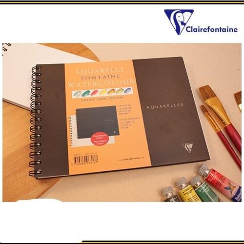 Clairefontaine Watercolour Spiral Pad 18x24cm #96313,12 sheets,300g,Fontaine Watercolour Paper , high quality pure cotton paper