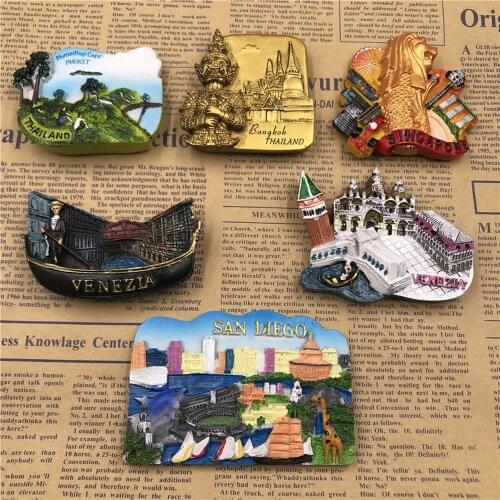 BABELEMI Thailand Phuket Merlion Venice Santiago Fridge Sticker Innovative 3D Resin Refrigerator Magnet Sticker Tourist Souvenir