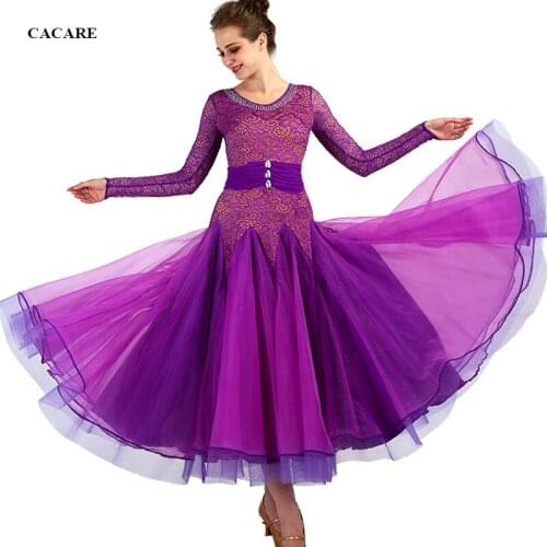 Ballroom Waltz Dresses Dance Competition Dresses Ballroom Dress Standard Customized Size D0443 Long Sleeve Rhinestones