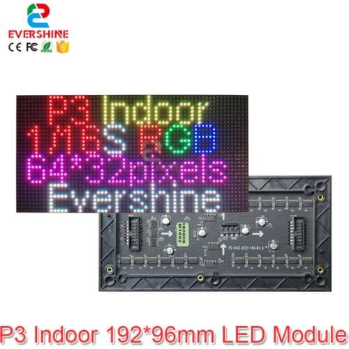 Free Shipping P3 Indoor SMD2121 1/16 Scan 3in1 RGB Full Color LED Display Screen Panel Module 192*96mm 64*32 Pixels