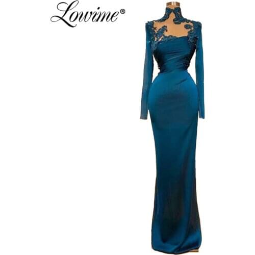 Applique Evening Dresses Vestidos De Fiesta De Noche 2020 High Neck Mermaid Women Party Dress Girls Evening Gala Gowns Cheap