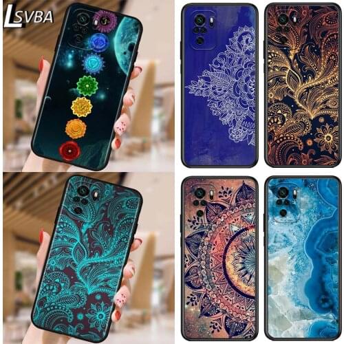 Mandala Chakra Yoga for Xiaomi Redmi Note 10 10S 9 9T 9S 9Pro Max 8T 8Pro 8 7 6 5 Pro 5A 4X 4 Soft Black Phone Case