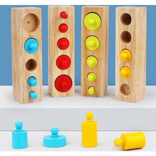 Wooden Montessori Educational Toys Colorful Socket Cylinder Block for Children Educational Preschool Early Learning Kids Toy