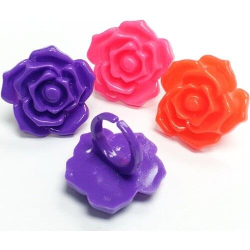 24X 3.2cm Rose Girl Kids colorful Rings Fun Design for Vending Machine Bag Pinata Filler Novelty Birthday Party Favors Giveaways