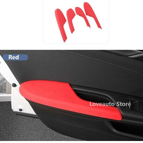 For Honda Civic 10th 2021 Car Alcantara Door Armrest Panel Door Armrest Sticker Interior Decoration 2016 2017 2018 2019 2020