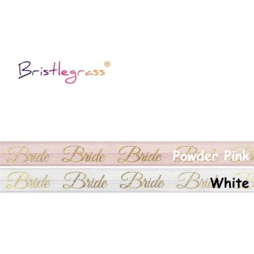 BRISTLEGRASS Combo 4 Yard 5/8" 15mm Gold Bride Foil Print Foldover Elastic FOE Spandex Band Bridal Wrist Tie Wedding Party Event
