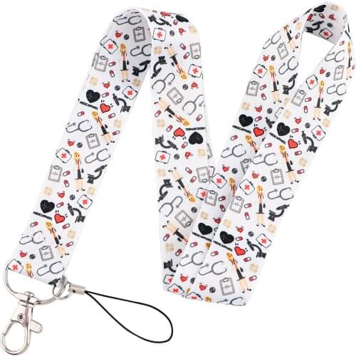 ER1089 White Medical Supplies Doctor Fashion Lanyard Badge ID Lanyards Mobile Phone Rope Key Lanyard Neck Straps Accessories