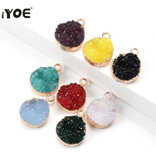 IYOE 3pcs 13x17mm Multicolor Crystal Pendant Natural Stone Charms For DIY Earring Necklace Bracelet Jewelry Making Supplies