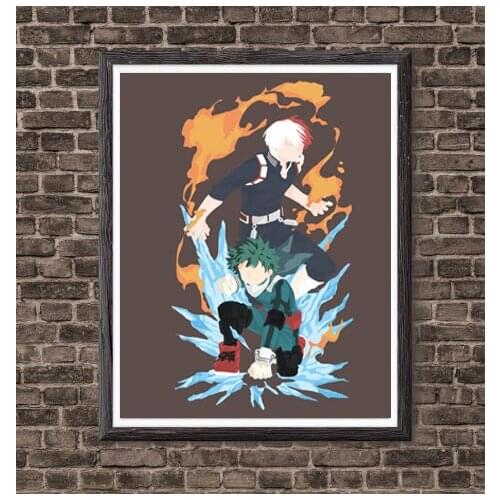 Izuku X Shouto My Hero Academia Anime Character Premium Canvas Paper Art Prints Poster,8 x 10 Inches