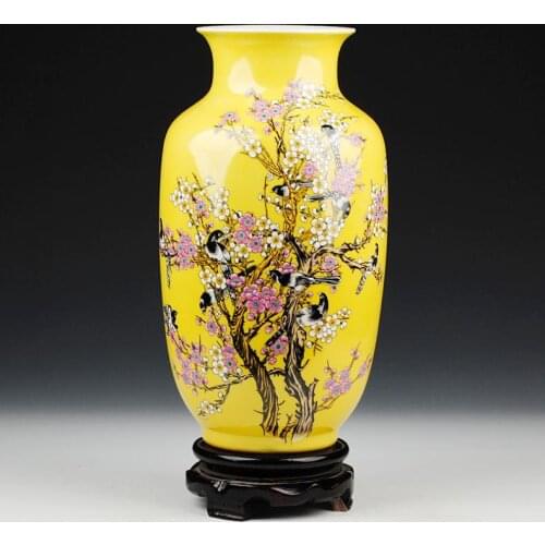 Jingdezhen ceramics antique vase flower birds vase living room furnishing articles gifts home decoration arts and crafts