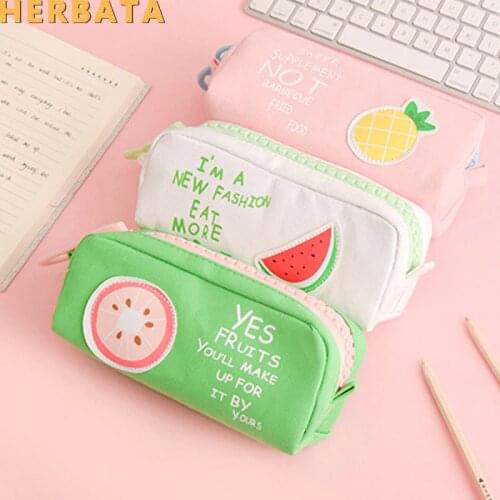 Creative Big Zipper Fruit Pencil Bag Cartoon Student Large Capacity Pen Bag Holder Canvas Storage Bag School Supplies CL-19151
