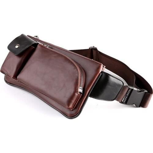 Fashion Mens Leather Shoulder Bags Men Casual Crossbody Bag Unisex Mini Ipad Small Waist Packs New Messenger Bag Male Side Bags