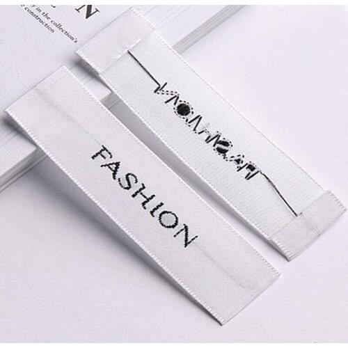 Wholesale customized garment labels/woven labels/main label/embroidered tag loop fold 1000pcs