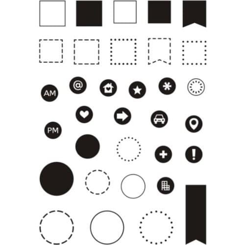 Planner Jourmal Stamps Planner Square Round Frame Scrapbooking Embellishment