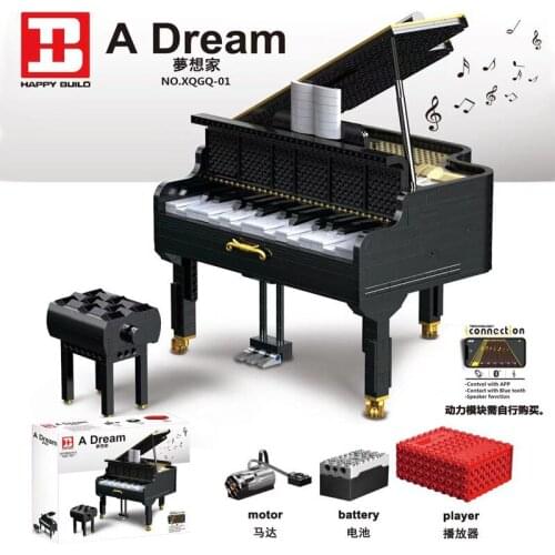 Creative APP Control Playable Grand Piano Set Bluetooth Speaker Assembly Model Building Blocks Bricks Kids Toy Christmas Gifts